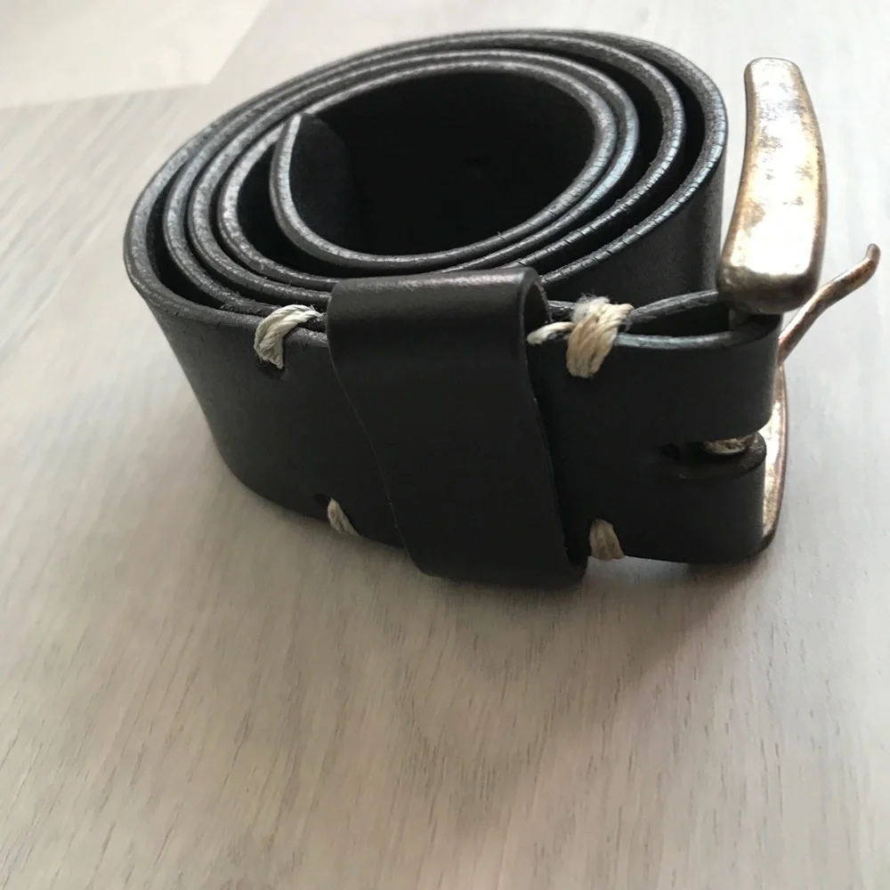 ROOTS BLACK LEATHER CASUAL WIDE BELT MENS 34